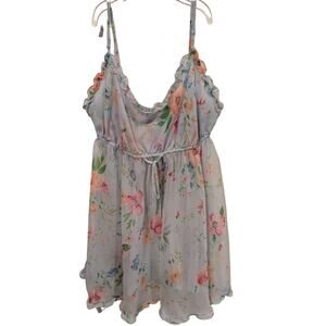 Victoria's Secret Babydoll‎ Nightgown Teddy Nightie Slip Blue Floral Y2K